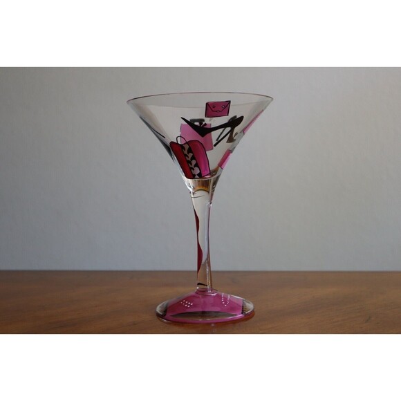 Lolita Love My Martini Shopaholic Glass 10oz Hand Painted Purse Heels Bag w/ Box - Picture 4 of 10